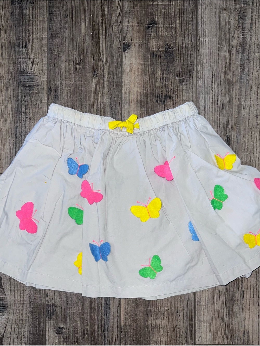 Mini Boden 3D Gray Butterfly Skirt with Neon Accents